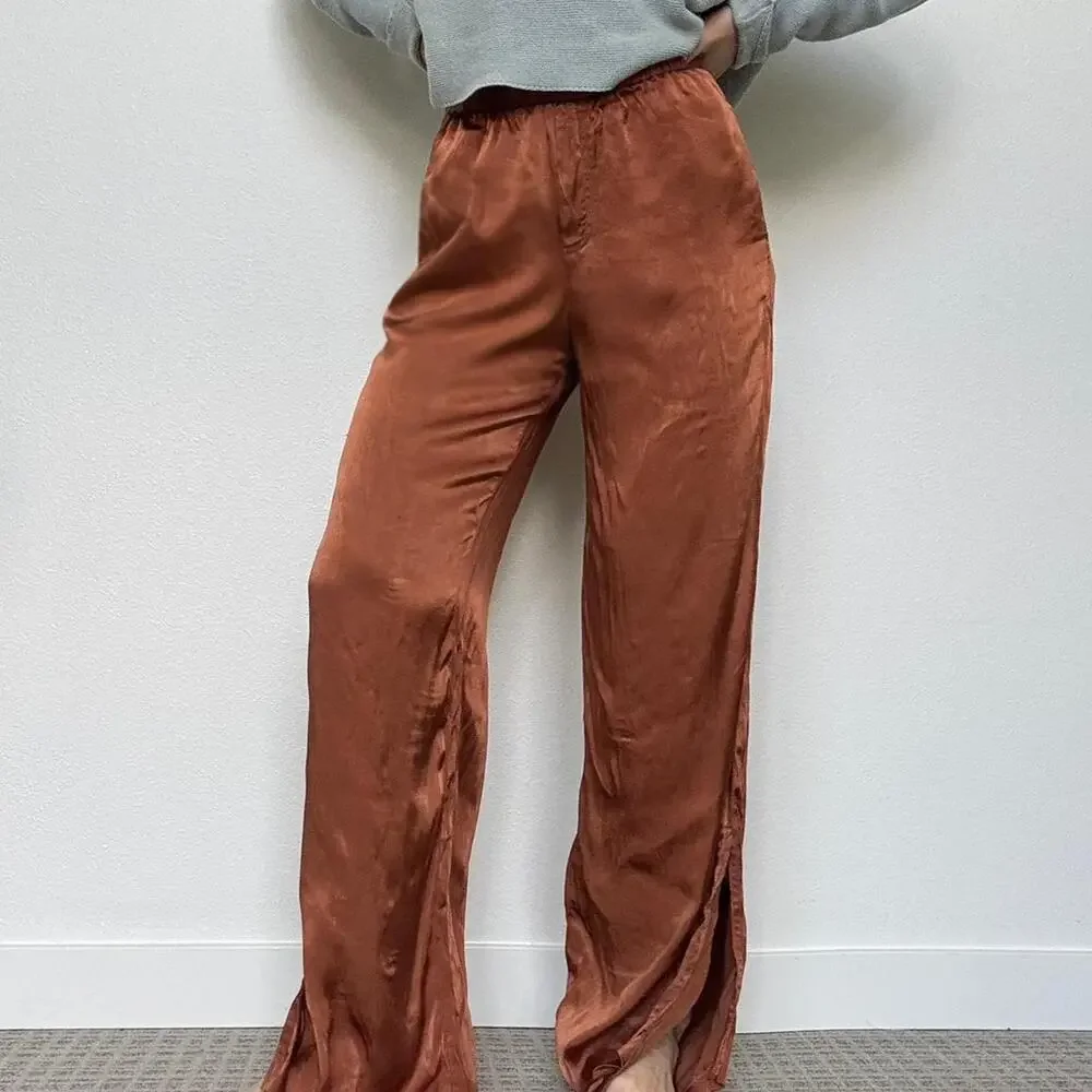Zara copper satin wide leg pants - Picture 2 of 5